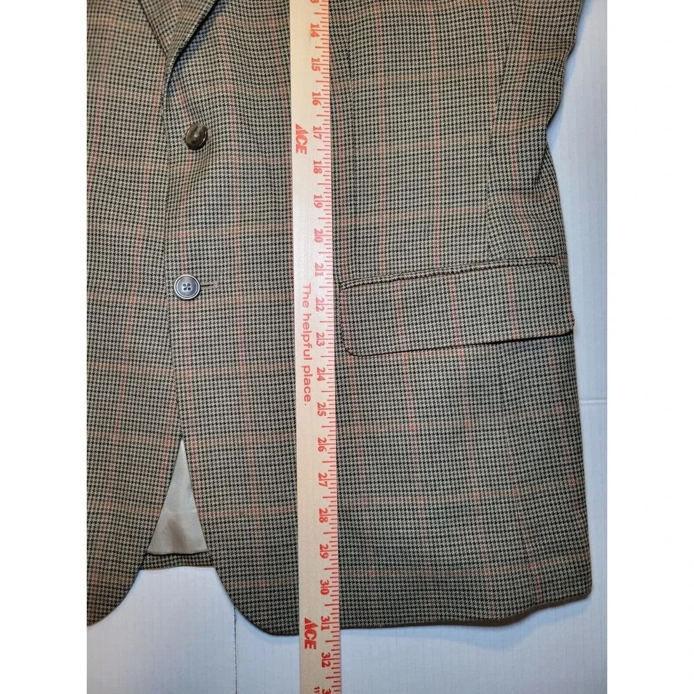 Vintage Club Room Macy's 42S Mens Houndstooth Windowpane‎ 2 Button Blazer Coat